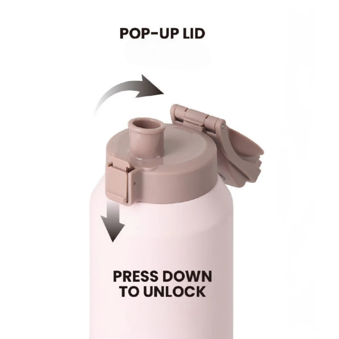TYESO Insulated Water Bottle With Handle And Leakproof Lid