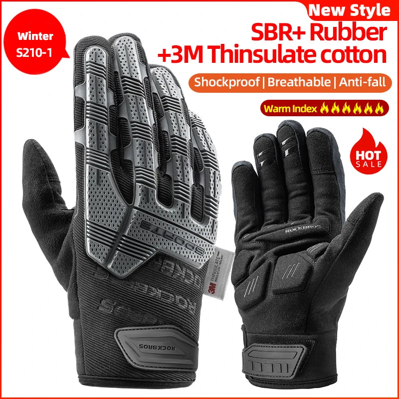 Rockbros Gel Padded Full Finger Cycling Gloves For Motorcycle Riding