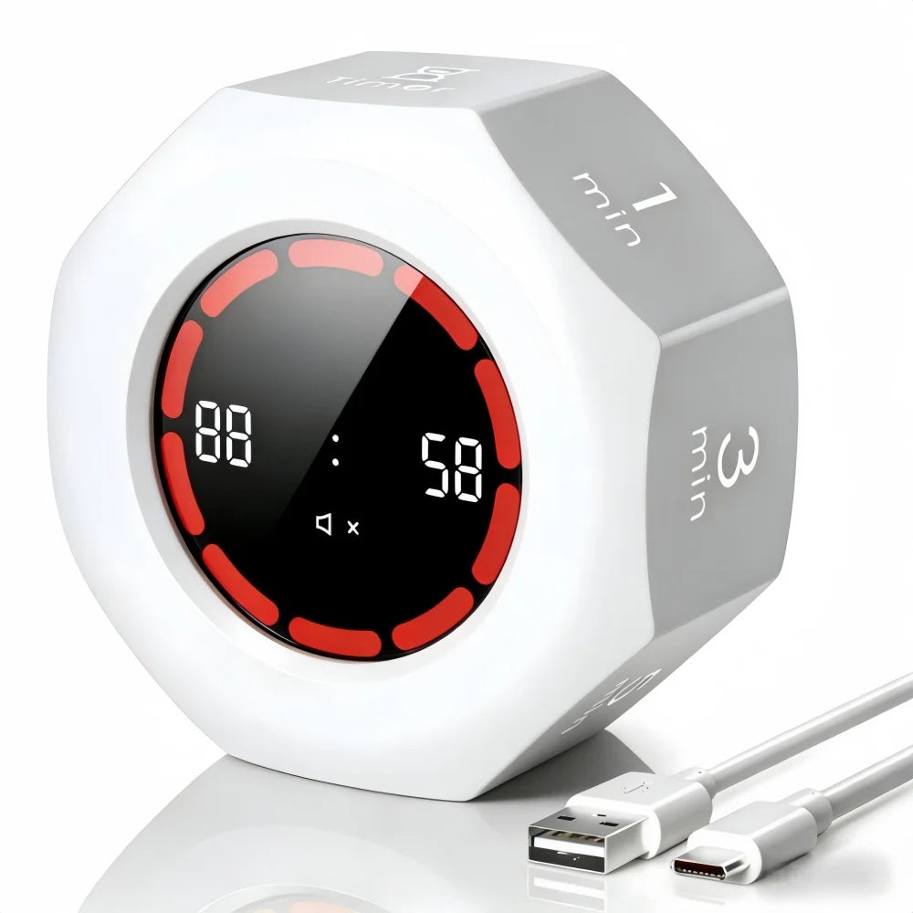 Pomodoro Timer LED Display Silent Eco Friendly Kitchen Timer