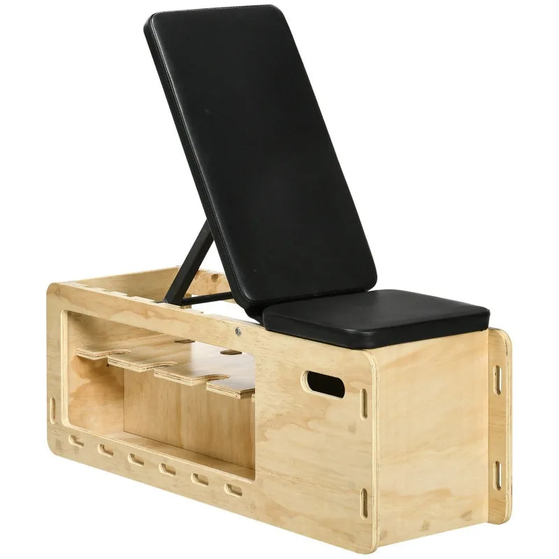 Wood Incline Weight Bench With Dumbbell Rack And Resistance Bands