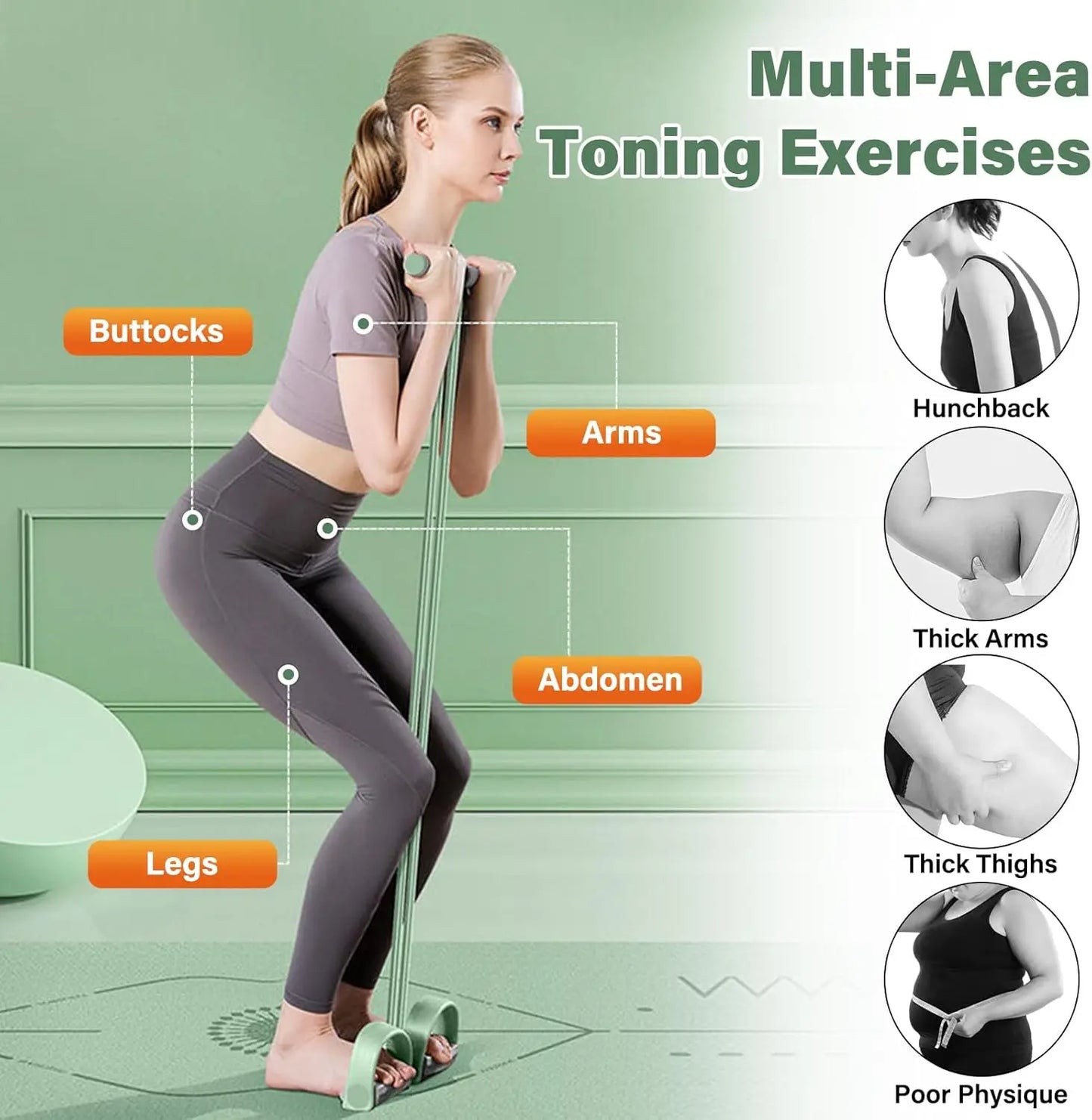 Natural Rubber Pedal Resistance Bands With Handles For Body Workout
