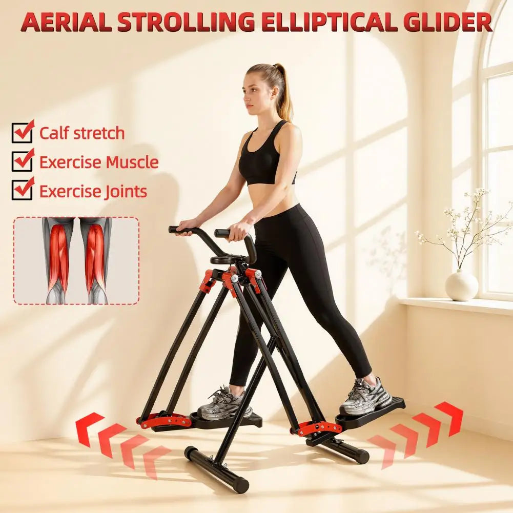 Foldable Air Walk Elliptical Machine Portable LCD Home Fitness Device