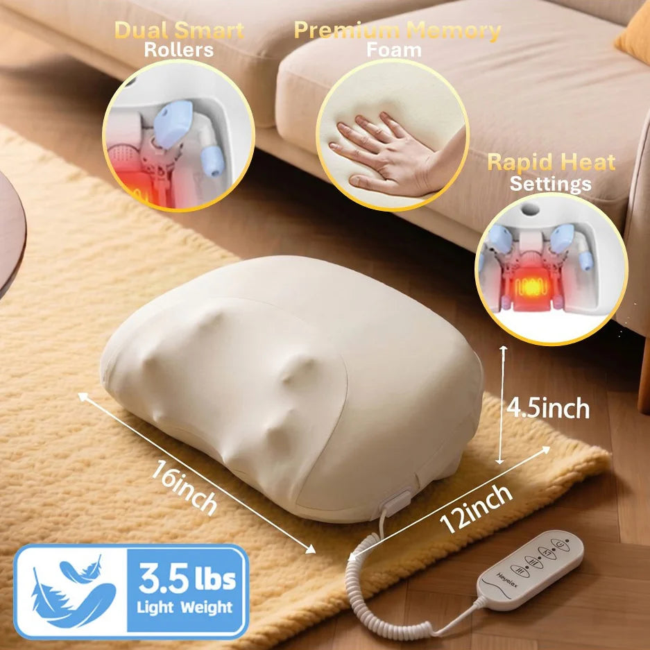 Heyelax Neck Massager Pillow With Heat Shiatsu Cordless
