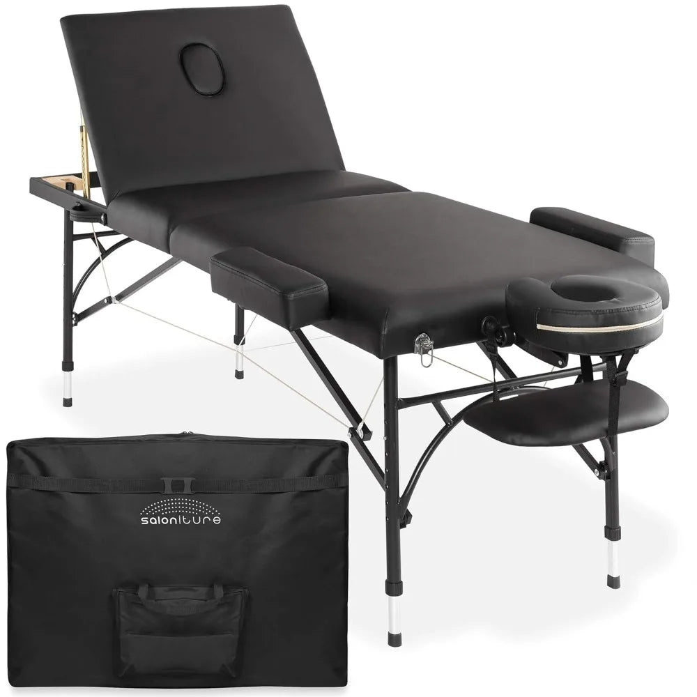 Portable Triple Fold Massage Bed With Aluminum Legs And Case