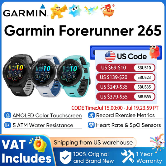 Garmin Forerunner 265 GPS Smartwatch With AMOLED Display