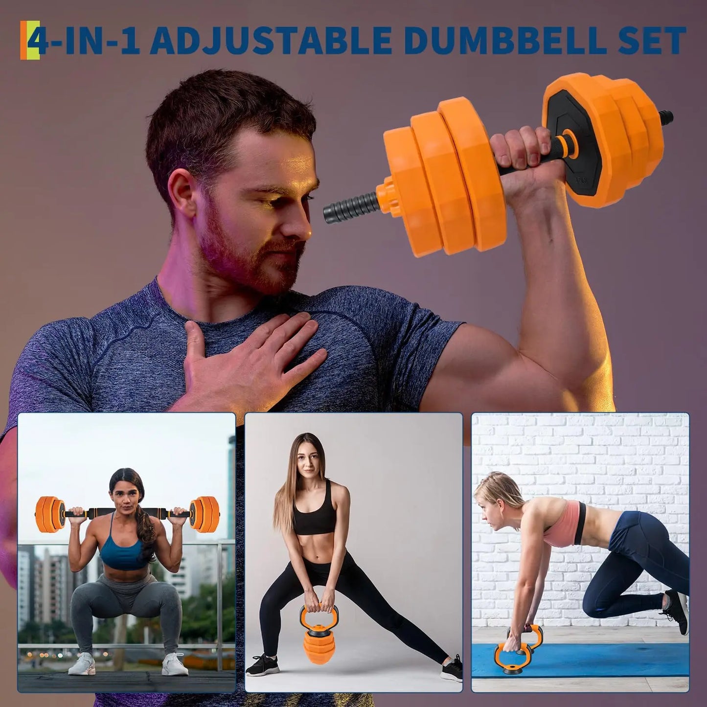 Adjustable Dumbbells 44 Lbs 4 In 1 Home Gym System