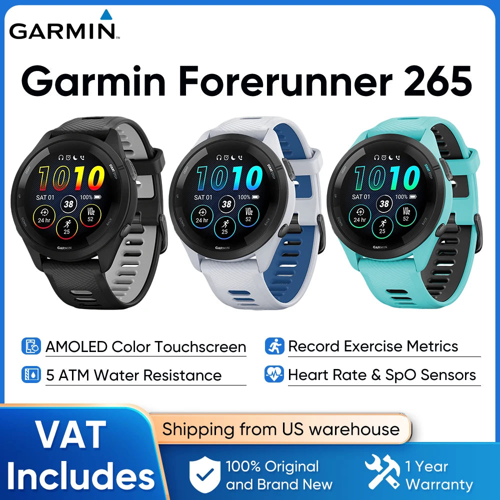 Garmin Forerunner 265 GPS Smartwatch With AMOLED Display