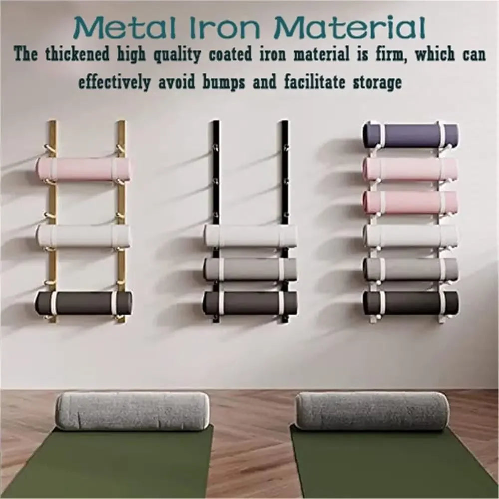 Lisanyj4102 Three Tier Wall Mounted Yoga Mat Storage Rack