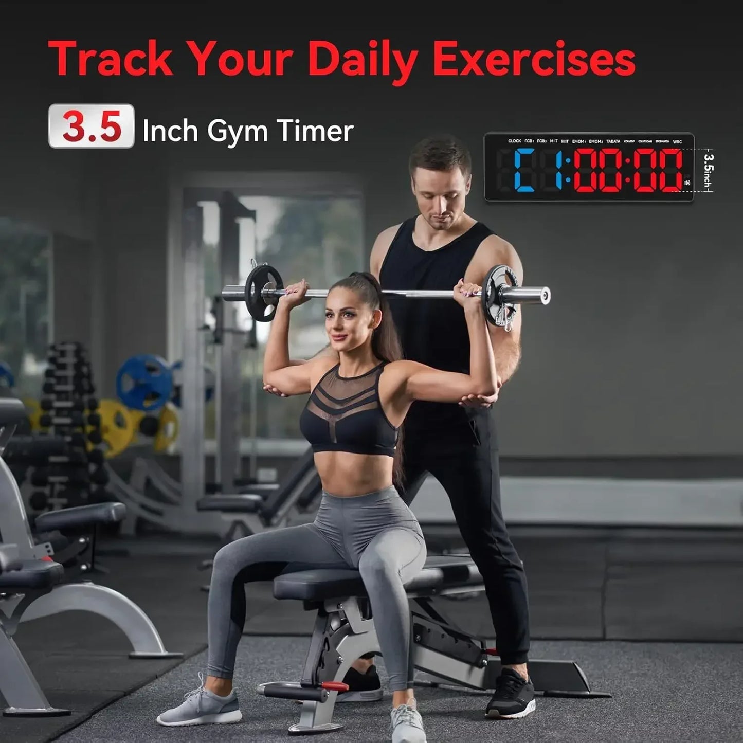 SeeSii Gym Timer LED Display Wall Clock For Interval Workouts