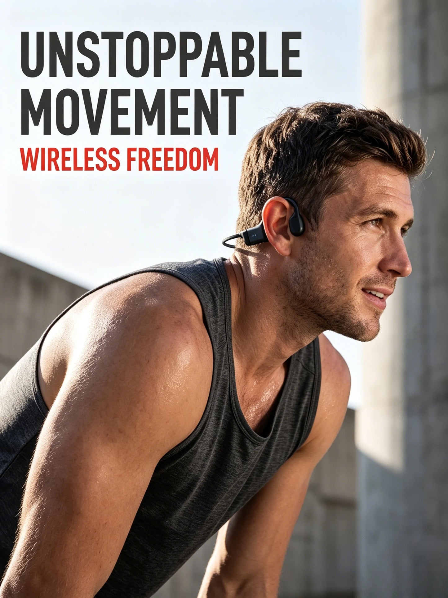 Bluetooth 5.3 Bone Conduction Open-Ear Headphones With ENC Mic 20H Battery
