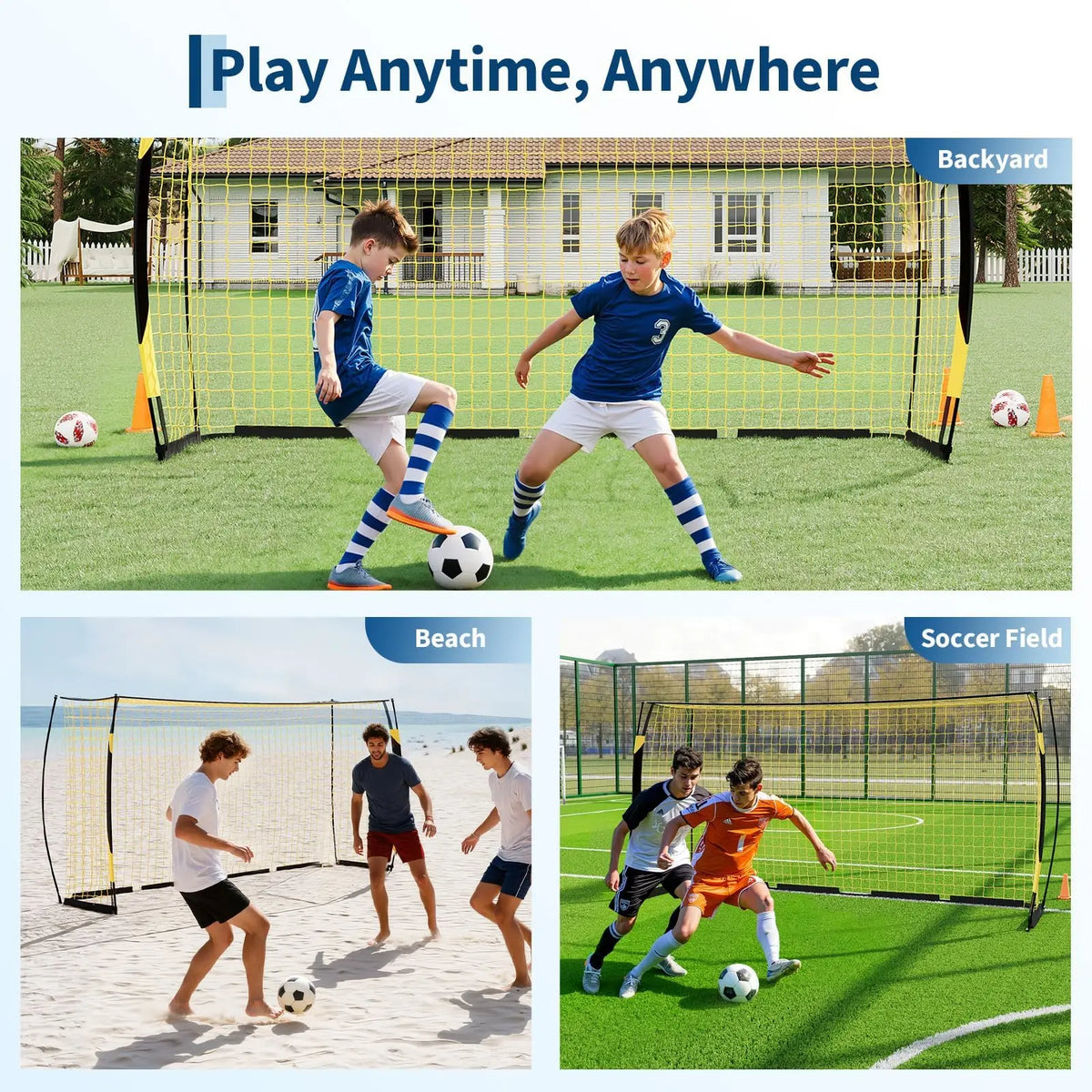 HiMISS Portable Foldable Soccer Goal With Heavy Duty Metal Frame