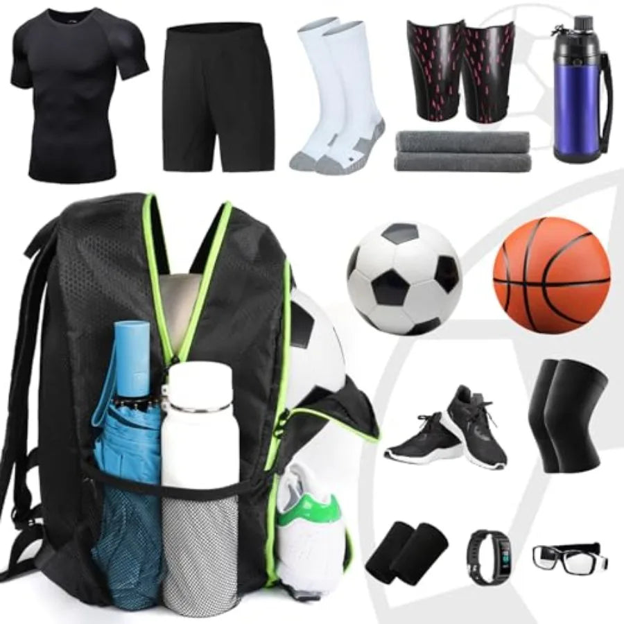 Soccer Backpack, with Ball Holder, Water resistant Sport Equipment Bags Fit Basketball Volleyball Football