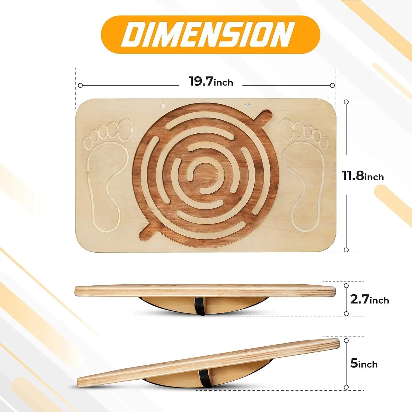 YTYIN Wooden Balance Board 350Lbs For Leg Workout Standing Desk