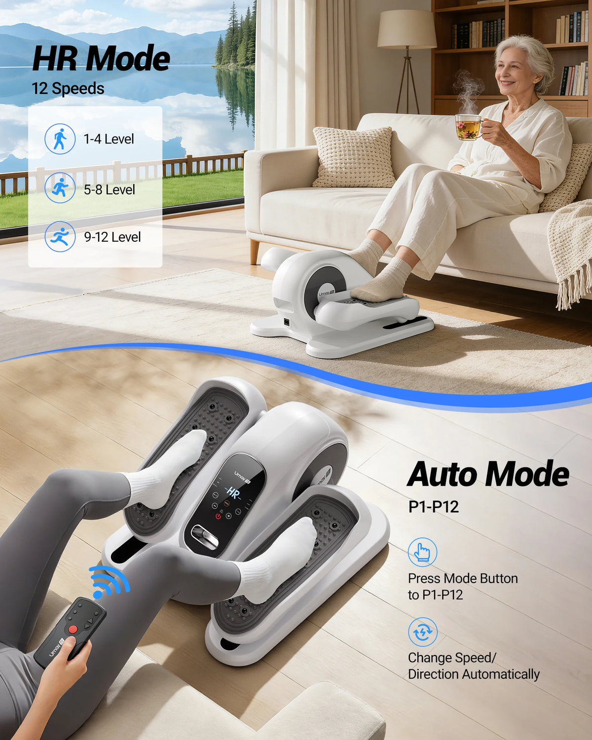 UMAY Electric Under Desk Elliptical With Remote Control