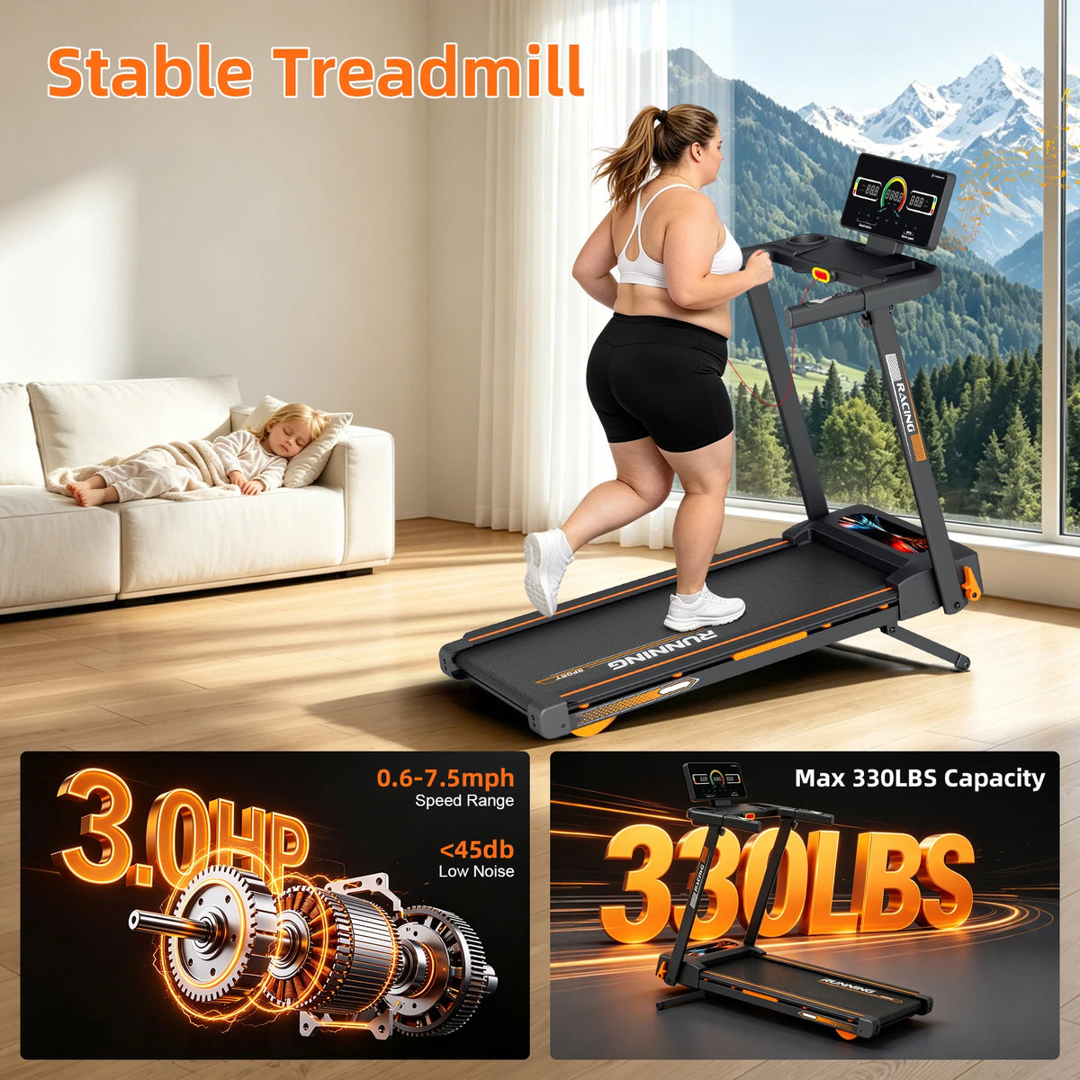 Premium Treadmill With 15 Level Auto Incline And Quiet Motor