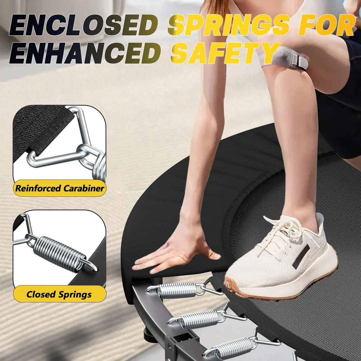 Foldable Adult Mini Trampoline With Adjustable Handle For Fitness
