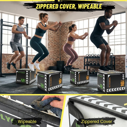 Three-In-One Foam Plyometric Jump Box With Multi-Height Adjustability