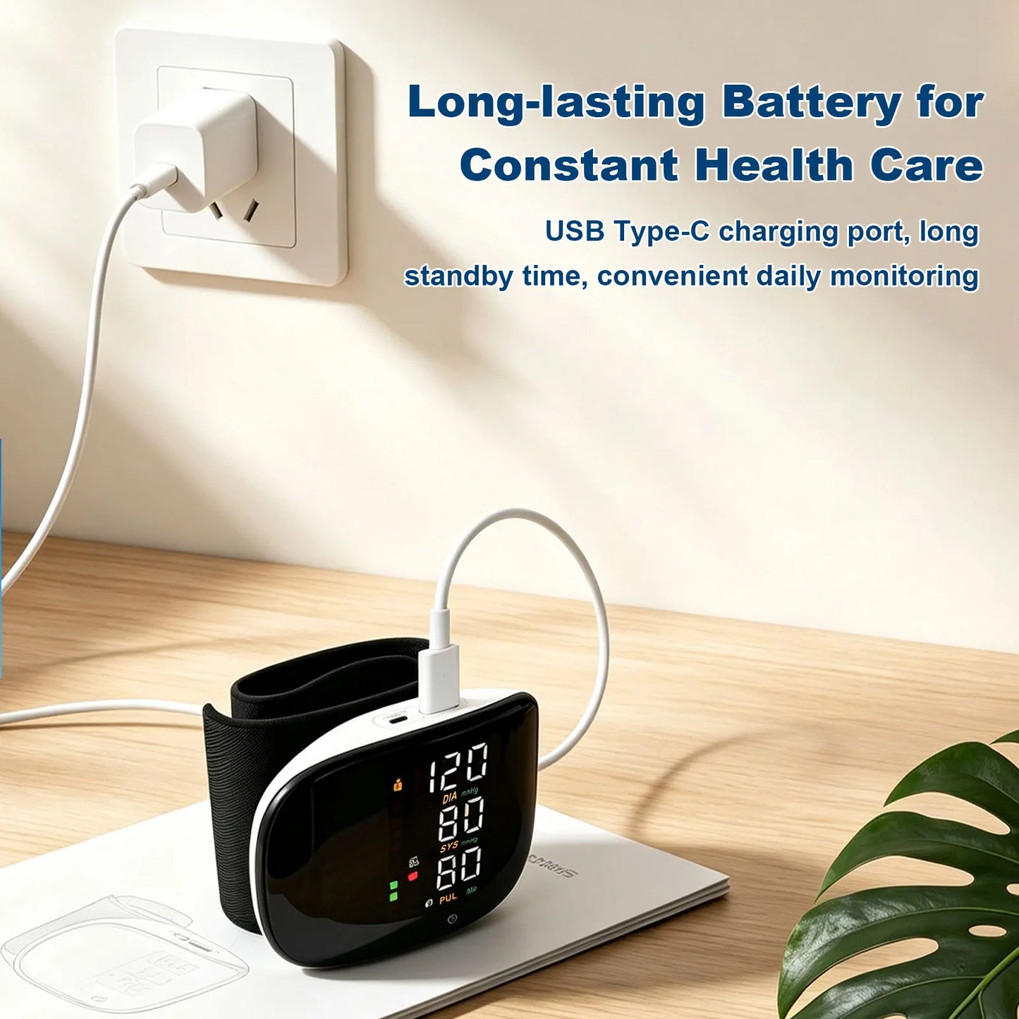 Rechargeable Wrist Blood Pressure Monitor With LCD Display 240Memory