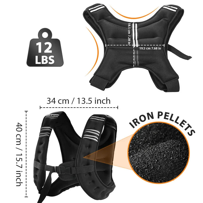 Weighted Vest With Reflective Stripe For Running And Strength Training