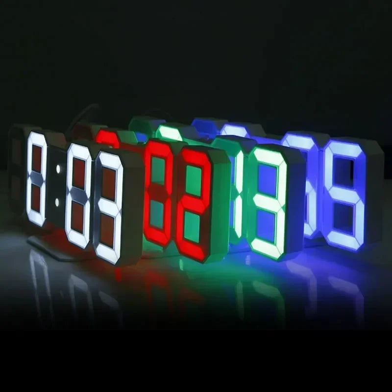 3D LED Digital Clock Wall Decor With Glow Night Mode