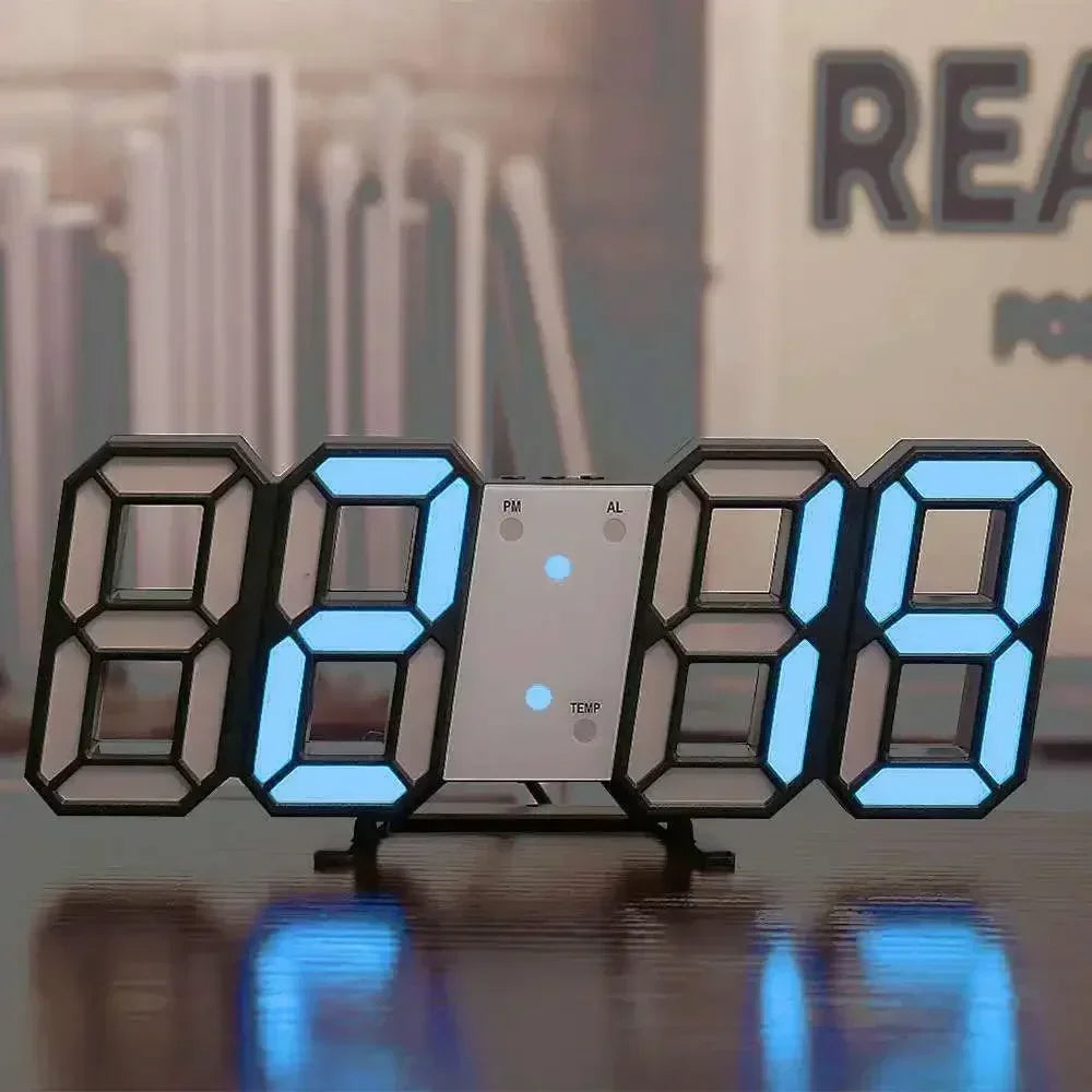 3D LED Digital Clock Wall Decor With Glow Night Mode