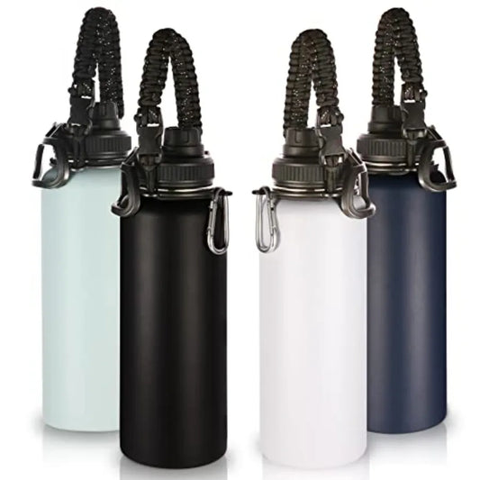 Insulated Stainless Steel Water Bottles 4 Pack With Paracord Handle
