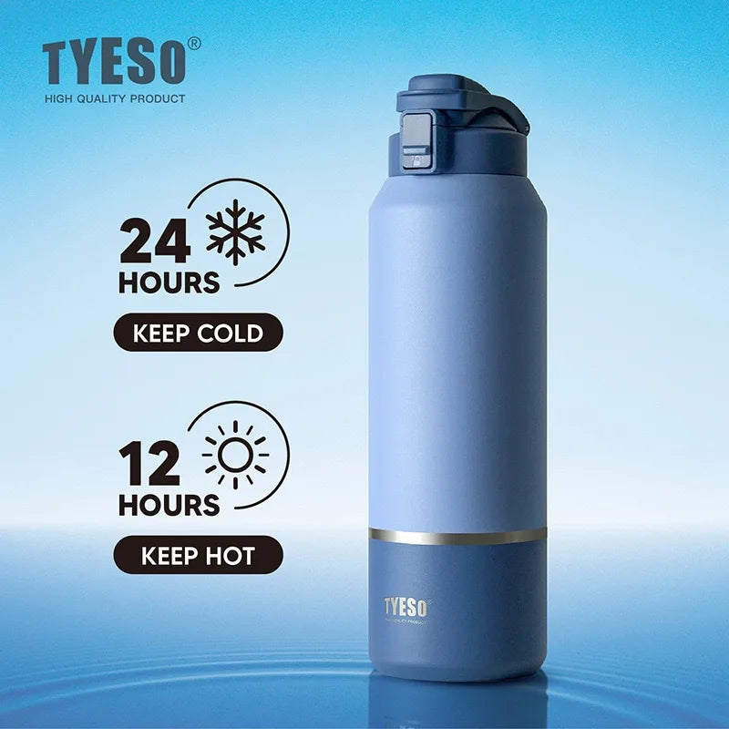 TYESO Insulated Water Bottle With Handle And Leakproof Lid