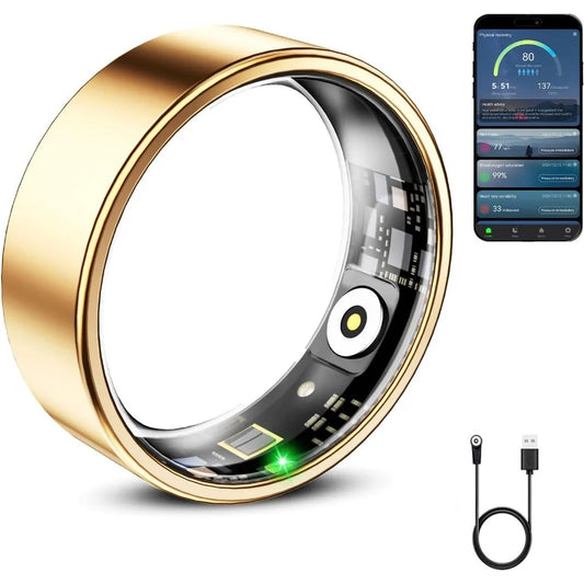 Smart Ring for Health Tracking, Blood Oxygen & Heart Rate Monitor, Lasting Battery, Waterproof Fitness Wearable