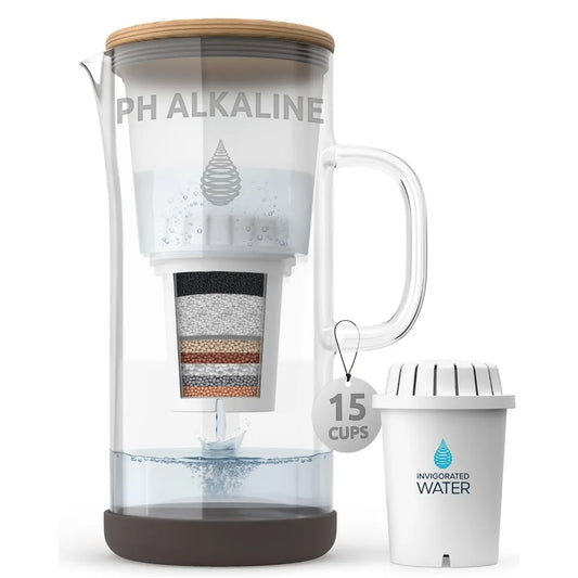 XMSJ Glass Alkaline Water Pitcher With Multi Stage Filter