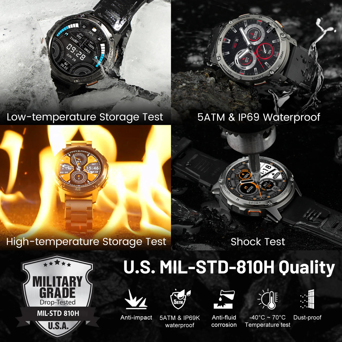 KOSPET TANK T3 Smartwatch With Calls Fitness Tracking And AMOLED