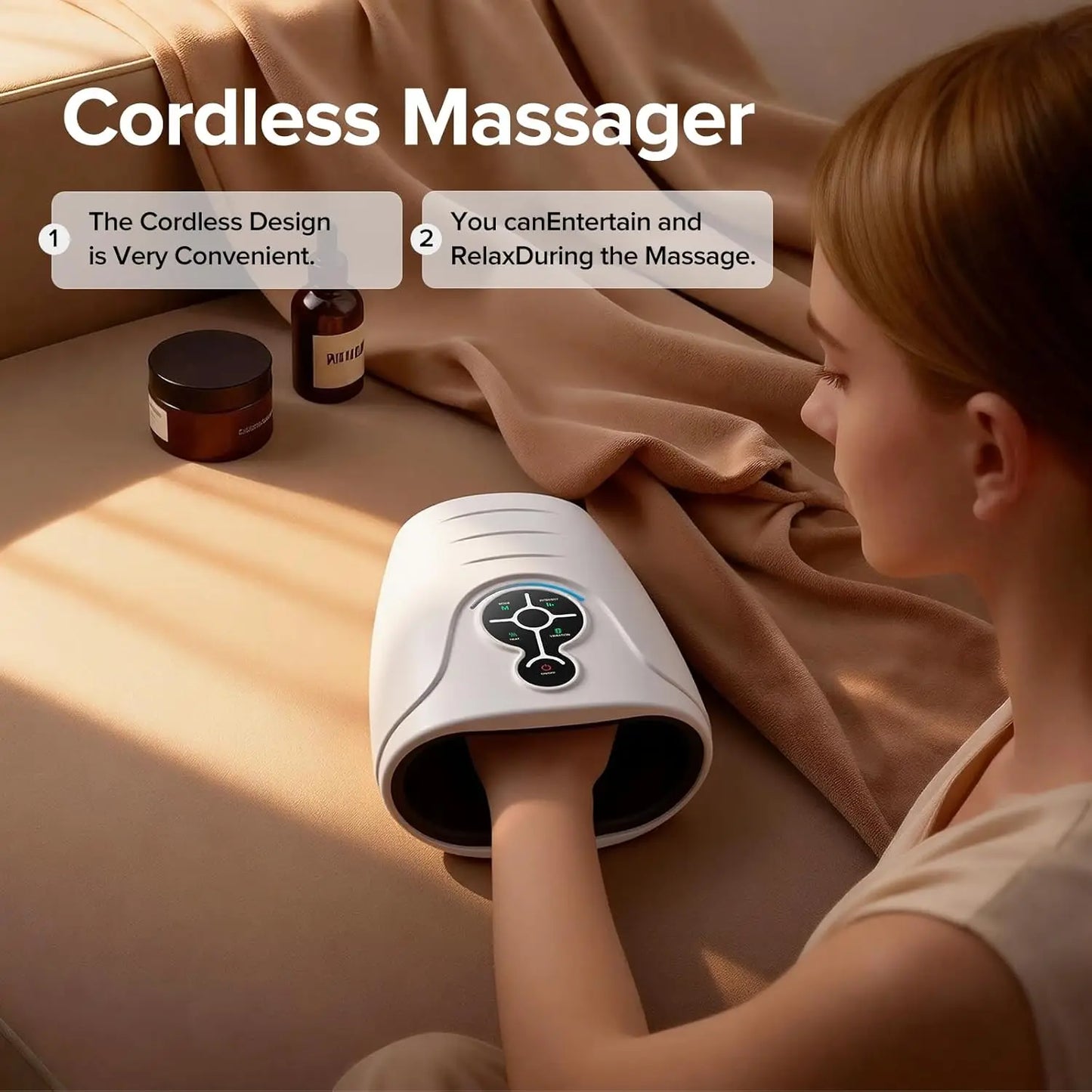 LINGTENG Hand Massager Cordless Heated Massage for Relaxation Home Office