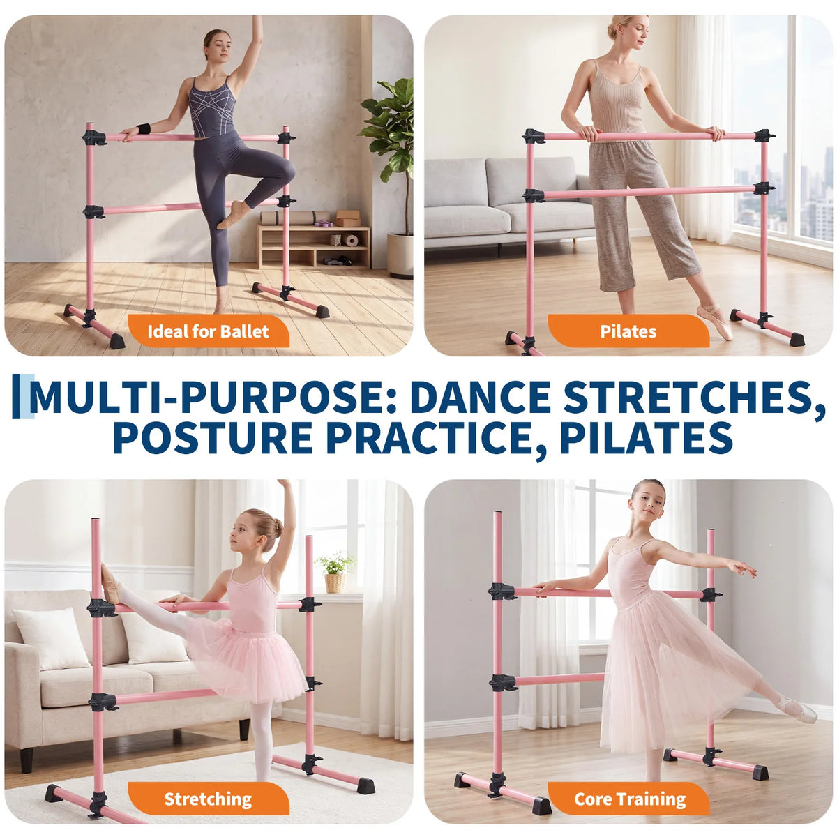 Freestanding Ballet Barre For Dance Practice And Pilates Stretching