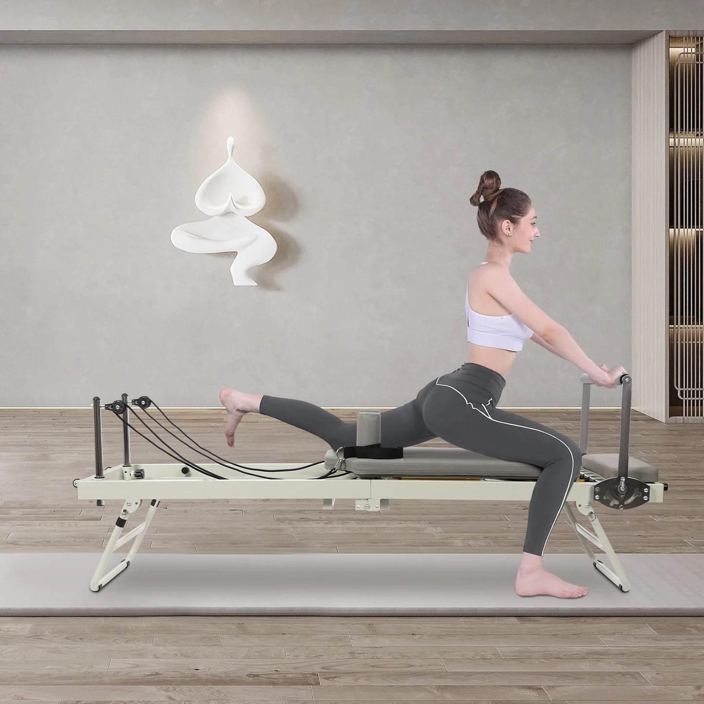 Foldable Pilates Reformer Machine For Home Fitness