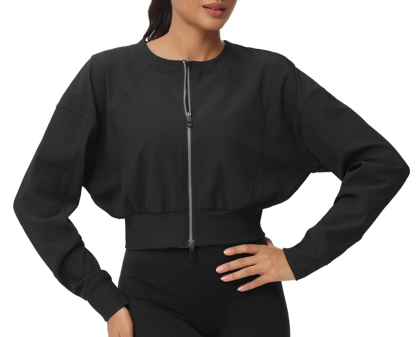 The Gym People Womens Full Zip Cropped Athletic Jacket