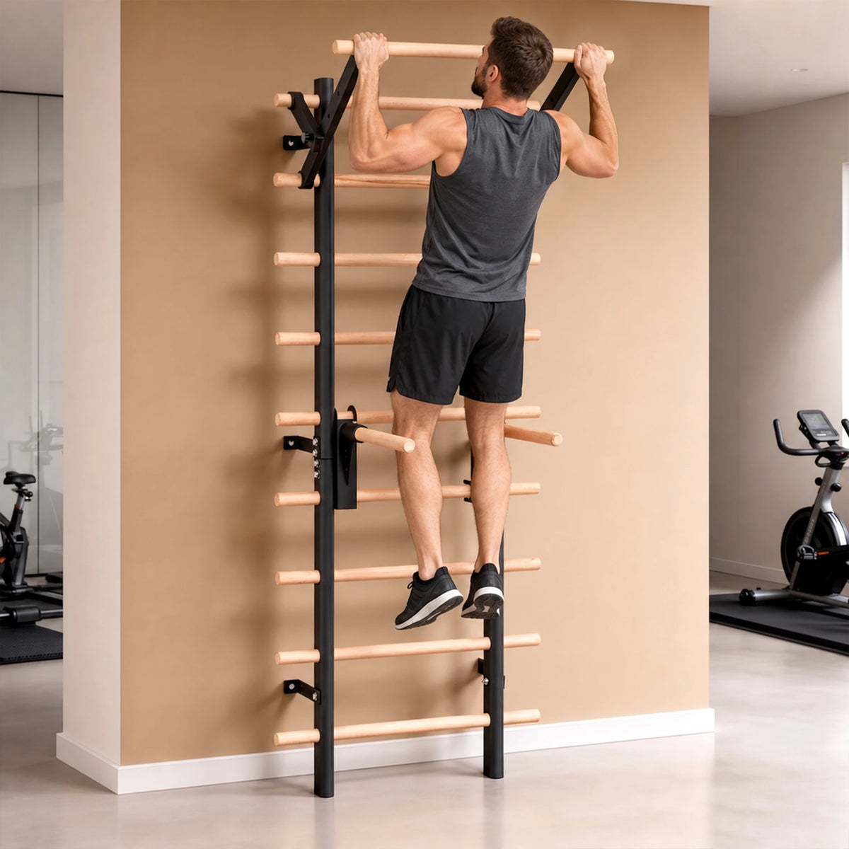 Wall Mounted Steel Gymnastics Bars With Pull Up Station