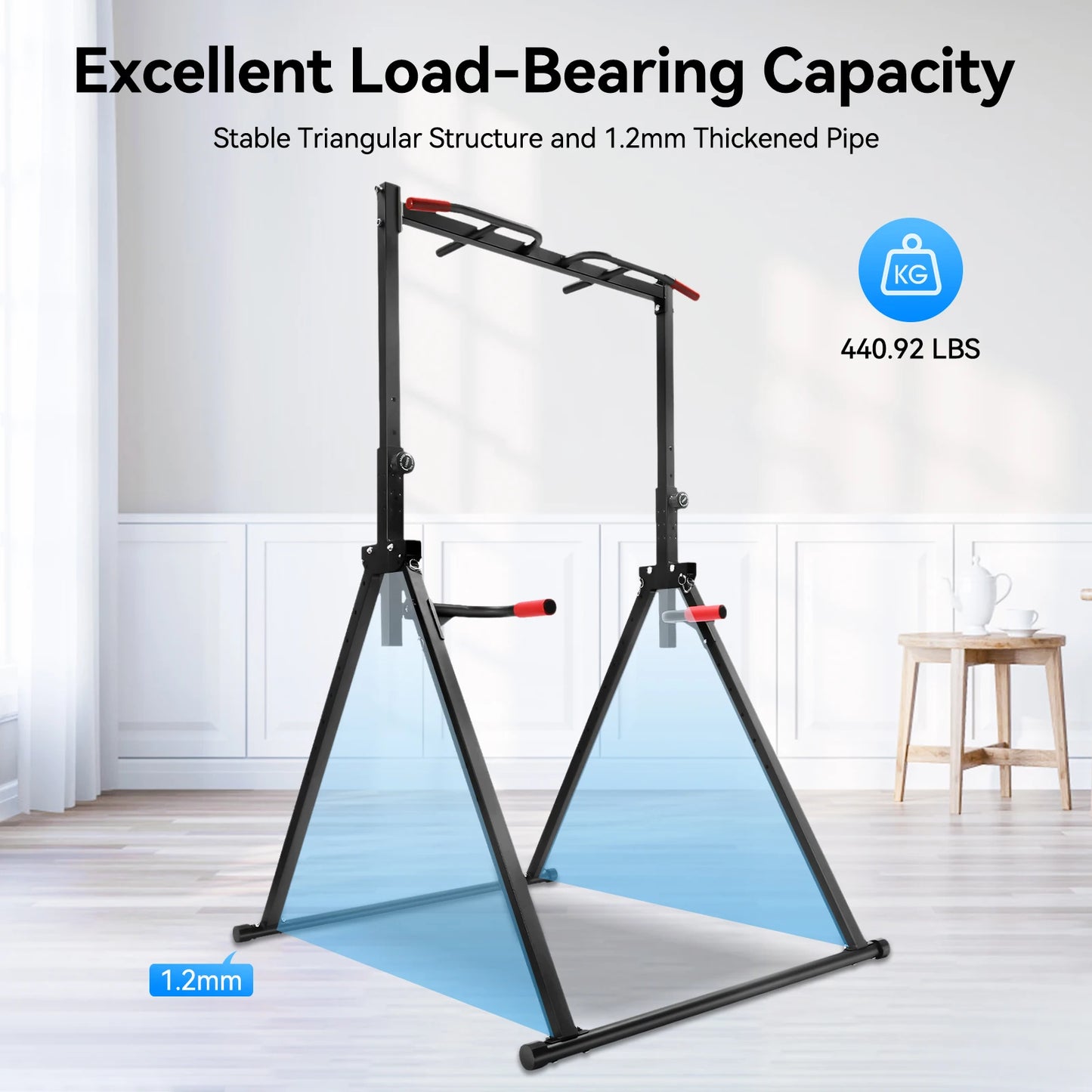 Foldable Adjustable Pull Up Bar 200kg Home Gym Multi Function