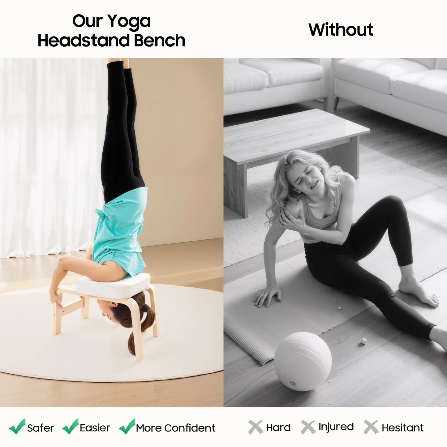 Yoga Headstand Bench Inversion Stool 440 Lbs Capacity Home Gym