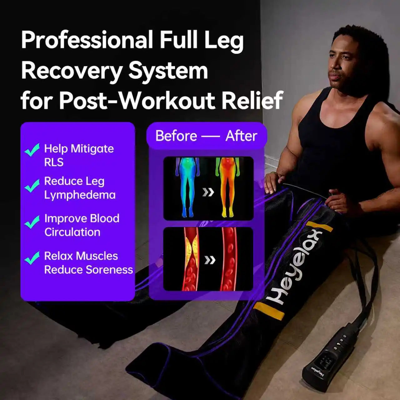 Heyelax Leg Compression Massager for Circulation and Pain Relief