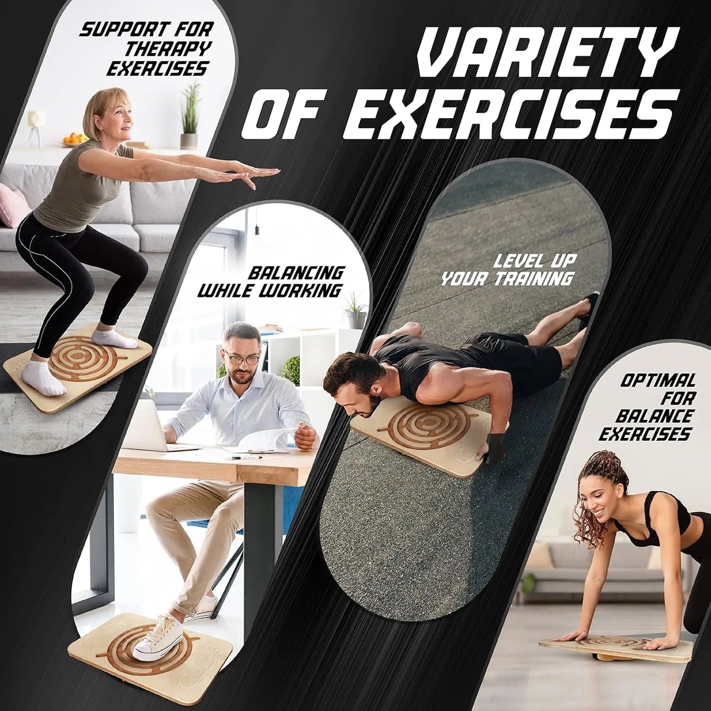 YTYIN Wooden Balance Board 350Lbs For Leg Workout Standing Desk