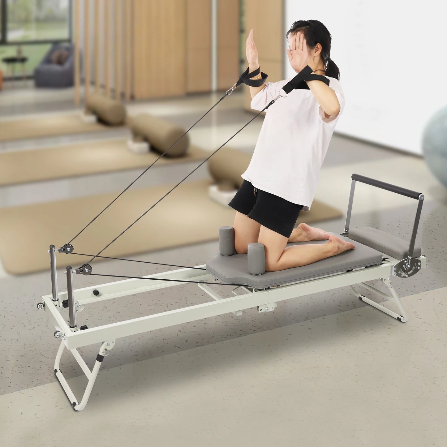 Foldable Pilates Reformer Machine For Home Fitness