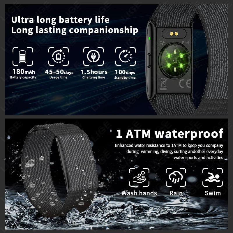 LIGE GPS Sports Smart Bracelet With Blood Pressure Health Tracker