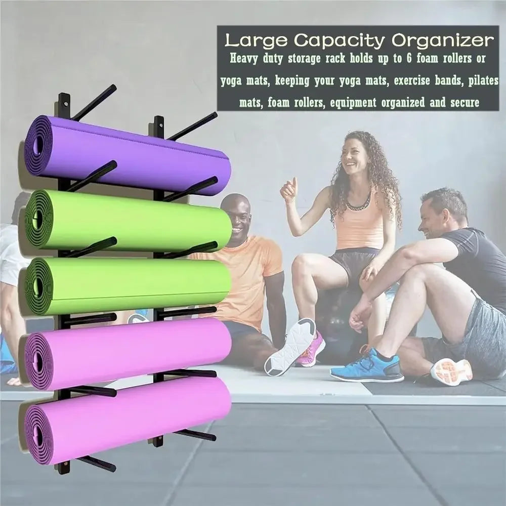 Lisanyj4102 Three Tier Wall Mounted Yoga Mat Storage Rack
