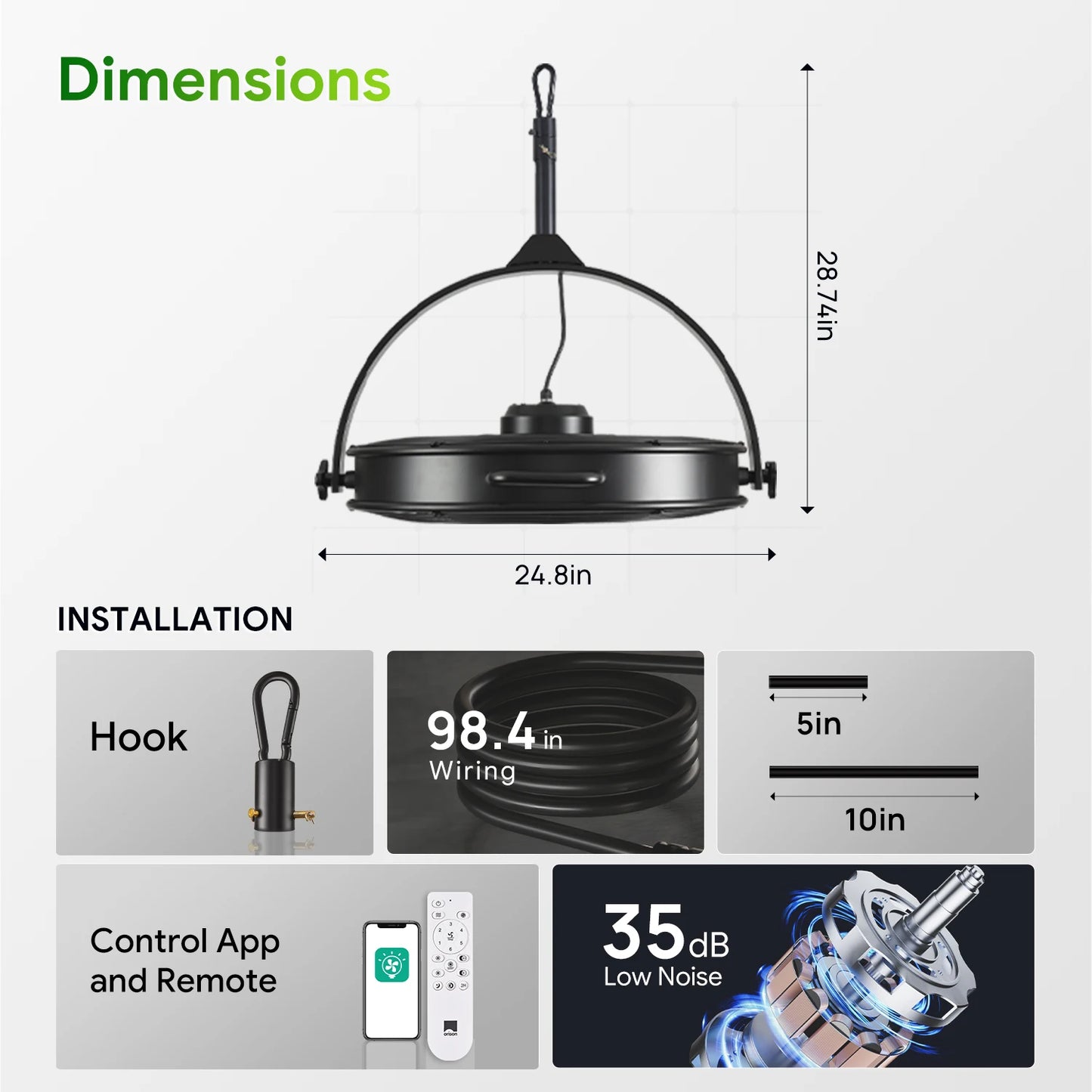 Orison Garage Ceiling Fan With Remote App For Outdoor Patio