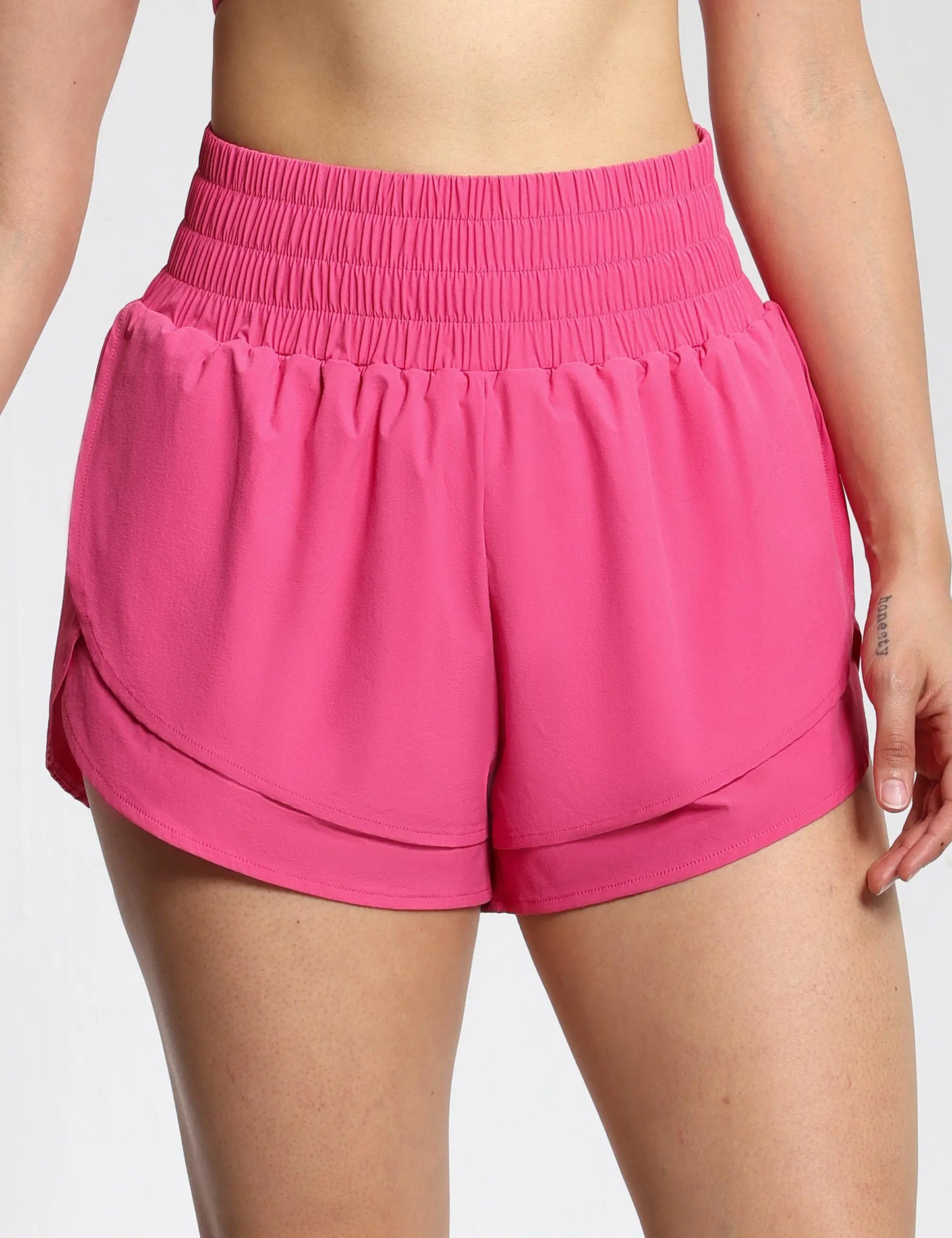 THE GYM PEOPLE Women's High Waisted Workout Shorts Quick Dry With Mesh Liner