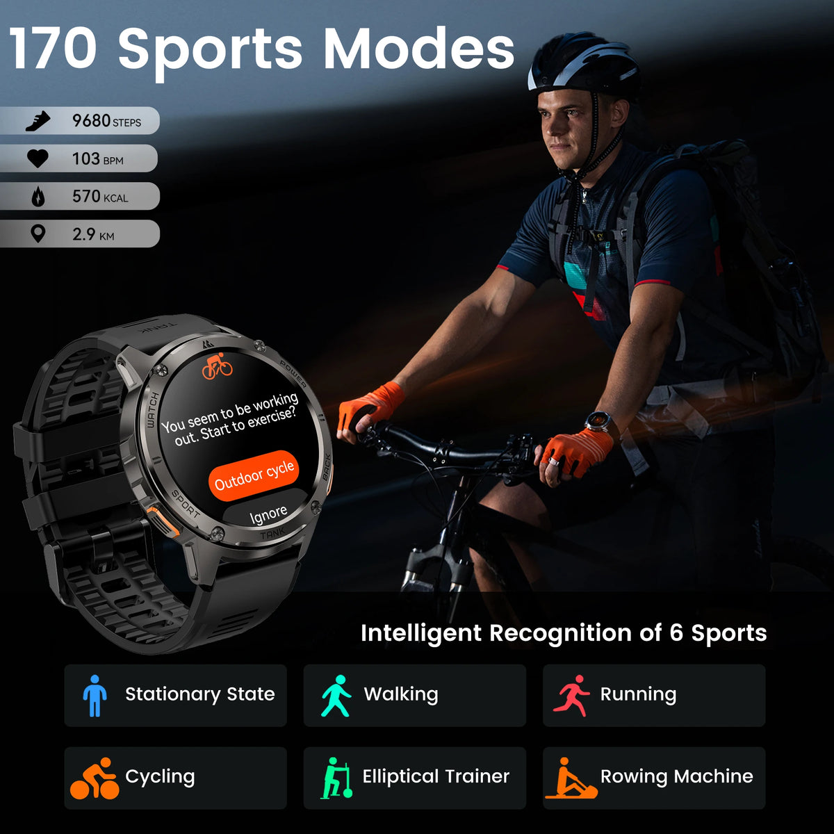 KOSPET TANK T3 Smartwatch With Calls Fitness Tracking And AMOLED