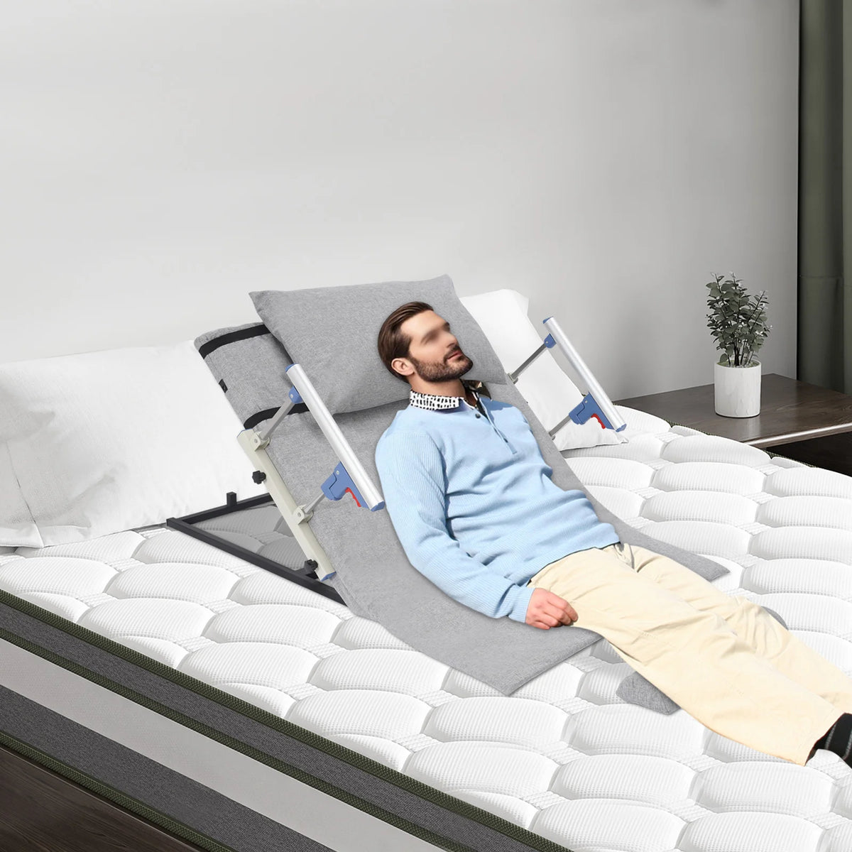 330lbs 50W Electric Lifting Bed Backrest 2-70° 3000N·m Auxiliary Bed Backrest With High-elasticity Sponge for Elderly/Disabled Care Recovery, Sitting Reclining Back Support