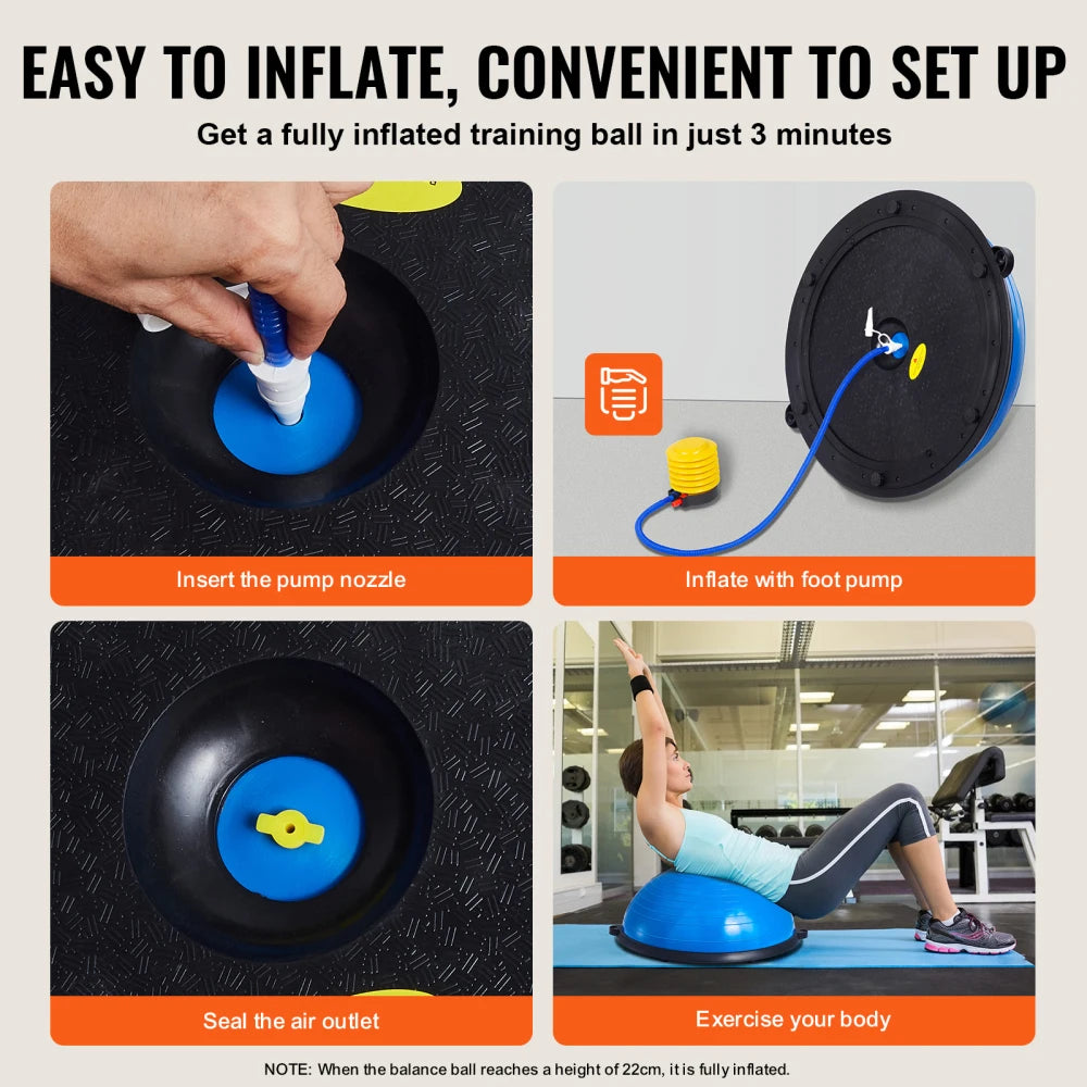Half Exercise Ball Trainer With Resistance Bands For Body Workout