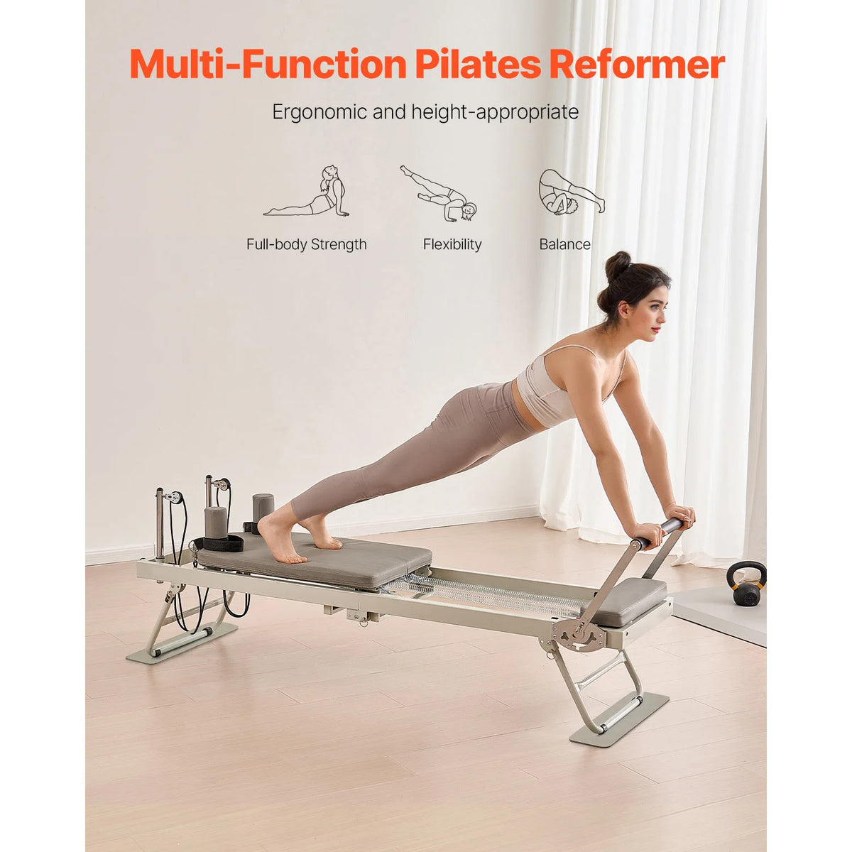 SucceBuy Foldable Pilates Reformer Machine For Home Workouts