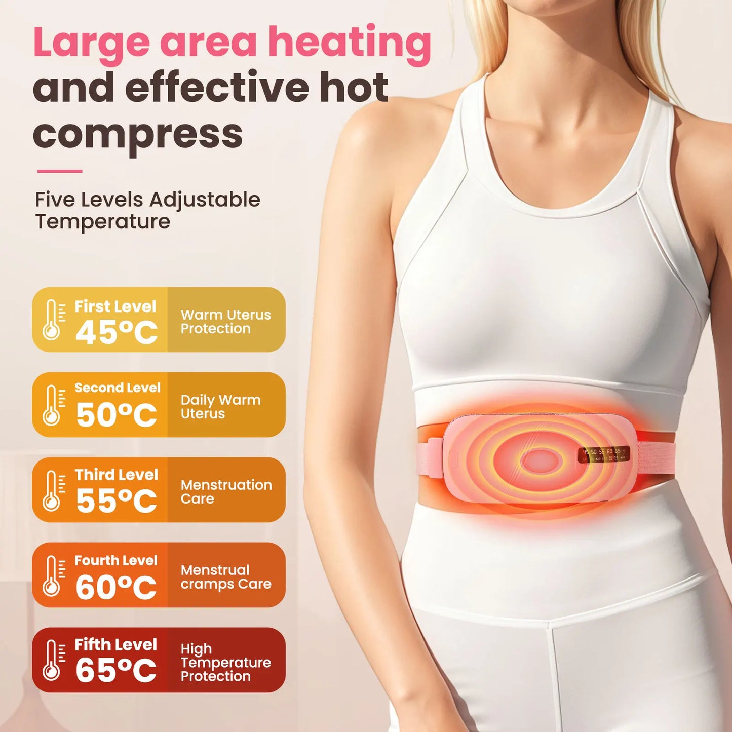 Pastsky Electric Heating Vibration Waist Massage Belt For Period Cramps