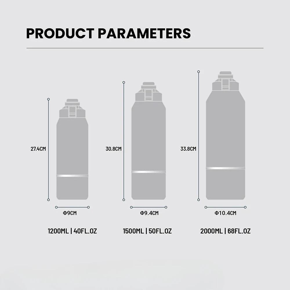 TYESO Insulated Water Bottle With Handle And Leakproof Lid
